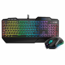 Keyboard with Gaming Mouse Krom Krusher RGB Black