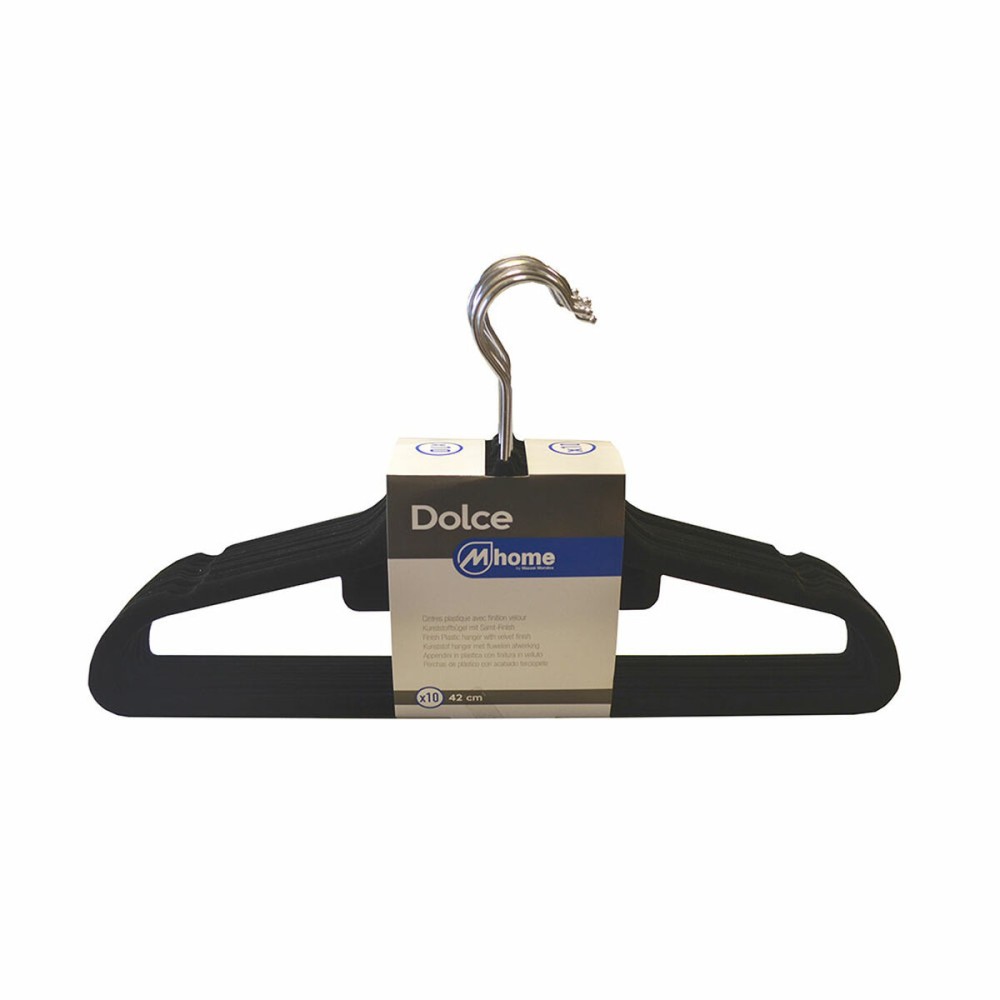 Hangers Mondex Black Plastic Velvet 10Units (42 cm)