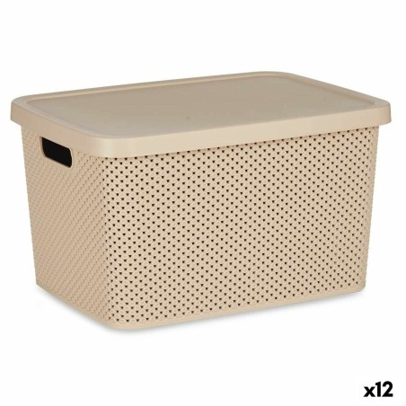 Storage Box with Lid Kipit 041262-5 Beige Plastic 19 L 28 x 22 x 39 cm (12 Units)