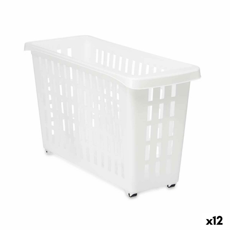 Panier Multi-usages Kipit G-327 Blanc Plastique 17,5 x 26 x 46 cm Avec des roues (12 Unités)