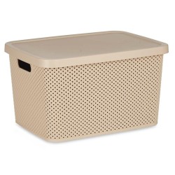 Aufbewahrungsbox mit Deckel Kipit 041262-5 Beige Kunststoff 19 L 28 x 22 x 39 cm (12 Stück)