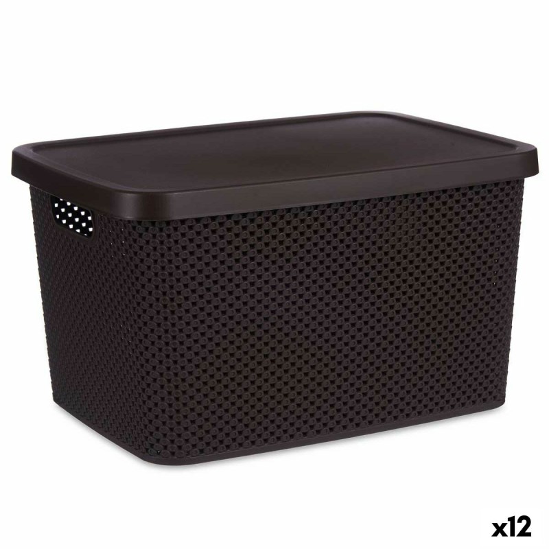 Storage Box with Lid Kipit 041262-4 Brown Plastic 19 L 28 x 22 x 39 cm (12 Units)