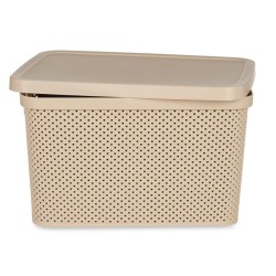 Boîte de rangement avec couvercle Beige Plastique 19 L 28 x 22 x 39 cm (12 Unités)