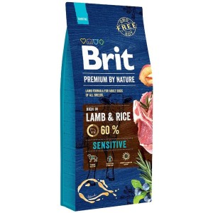 Nourriture Brit Premium by Nature Sensitive Adulte Agneau Riz 15 kg