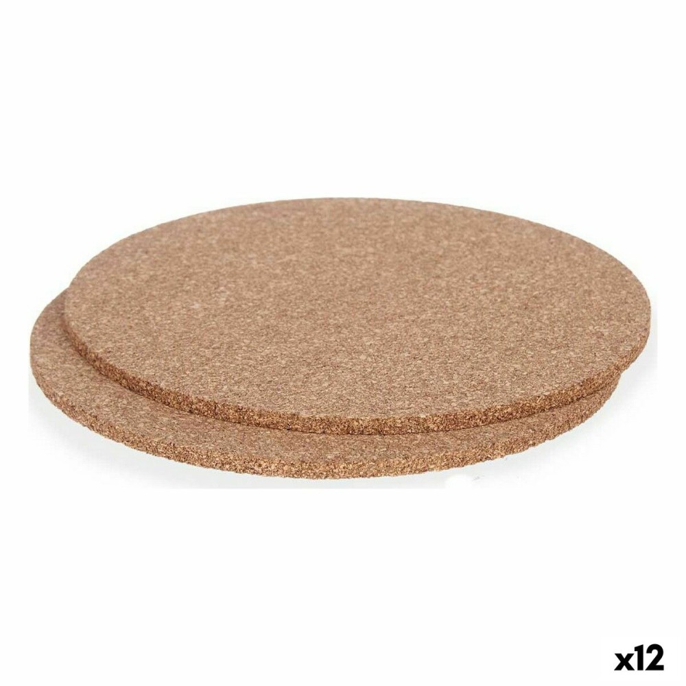 Kit de sets de table Dessous de plat Naturel Liège 18 x 0,5 x 18 cm (12 Unités)