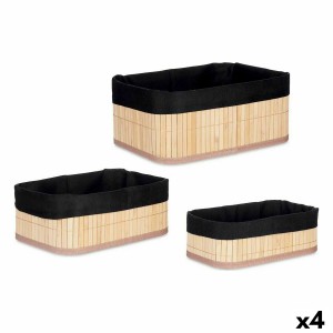 Organisateurs Lot Noir Naturel Bambou 31 x 12 x 21 cm (4 Unités)