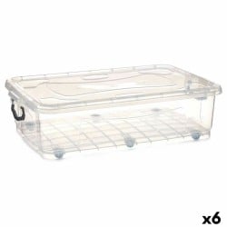 Boîte de rangement avec roues Transparent Plastique 40 L 46,5 x 20 x 72,2 cm (6 Unités)