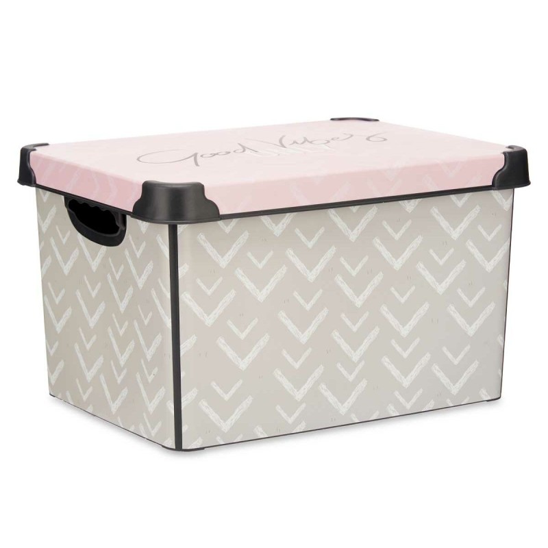 Storage Box with Lid Kipit Vibes Pink Plastic Arrows 22 L 30 x 23,5 x 40 cm (12 Units)