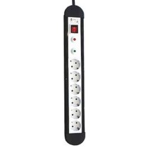 Power Socket - 6 Sockets with Switch Silver Electronics 49646 3680W Black