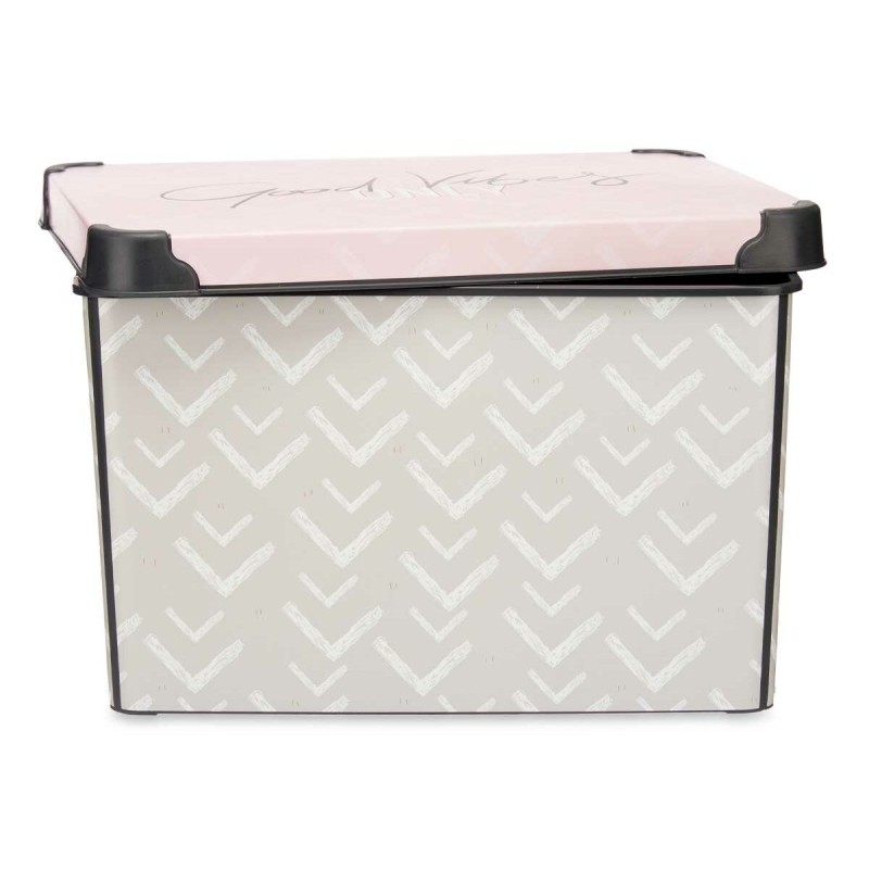 Storage Box with Lid Kipit Vibes Pink Plastic Arrows 22 L 30 x 23,5 x 40 cm (12 Units)