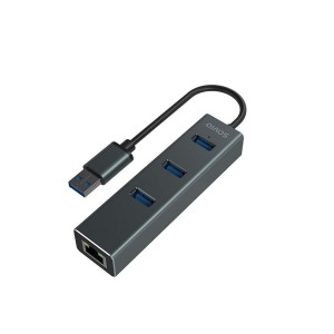 4-Port USB Hub Savio AK-58 Ethernet (RJ-45) Grau