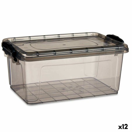 Storage Box with Lid Kipit TP545-2 Anthracite Plastic (12 Units)