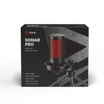 Tischaufsteller fürs Mikrofon Savio SONAR PRO 01 Schwarz Rot