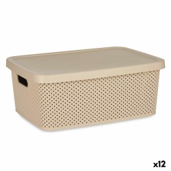 Storage Box with Lid Kipit 041261-5 Beige Plastic 13 L 28 x 15 x 39 cm (12 Units)