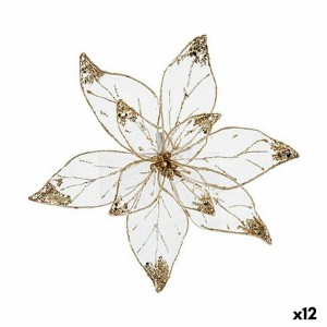 Dekorative Blume Gold Kunststoff 25 x 25 x 7 cm (12 Stück)