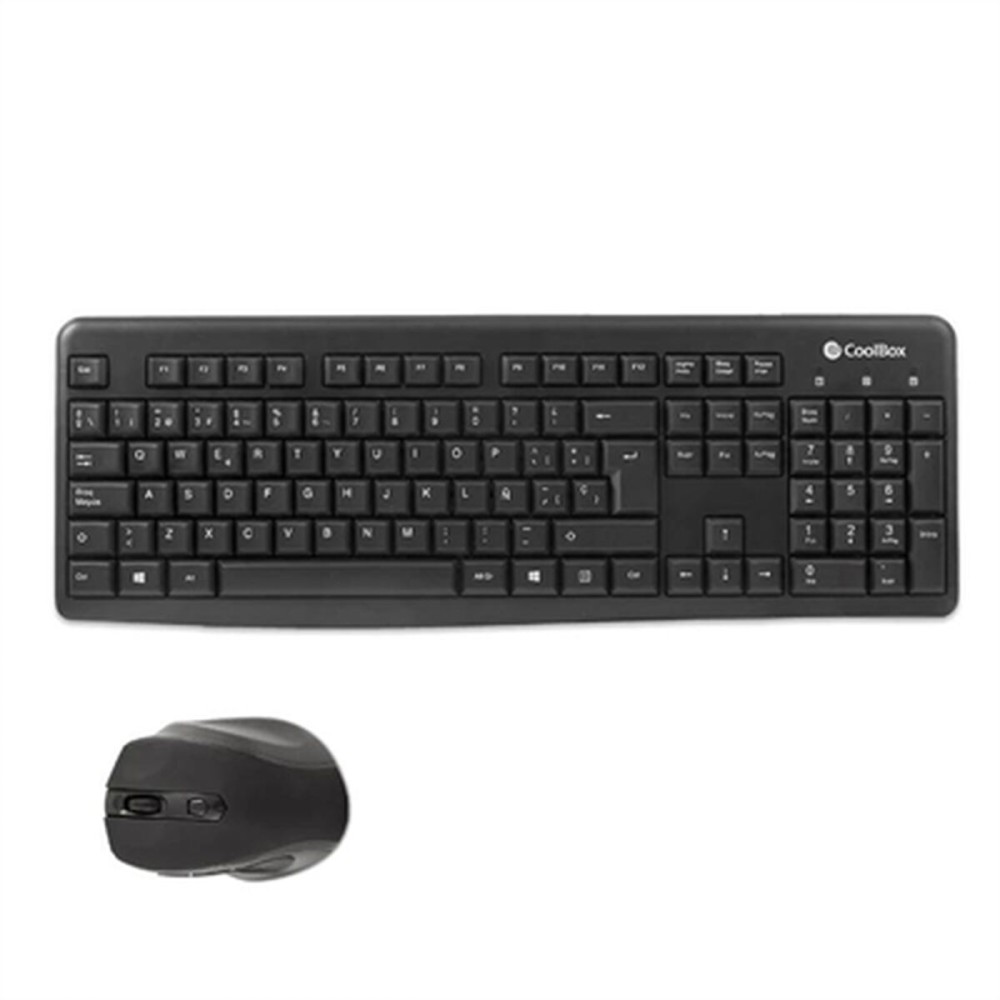 clavier et souris CoolBox COO-KTR-02W Espagnol Qwerty Noir Sans fil