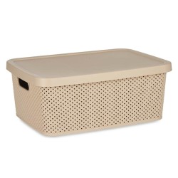 Storage Box with Lid Kipit 041261-5 Beige Plastic 13 L 28 x 15 x 39 cm (12 Units)