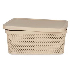 Storage Box with Lid Kipit 041261-5 Beige Plastic 13 L 28 x 15 x 39 cm (12 Units)