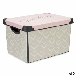 Storage Box with Lid Kipit Vibes Pink Plastic Arrows 17 L 28 x 22 x 37 cm (12 Units)