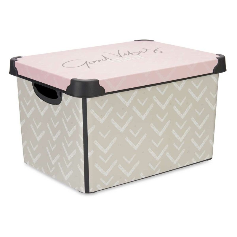 Storage Box with Lid Kipit Vibes Pink Plastic Arrows 17 L 28 x 22 x 37 cm (12 Units)