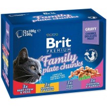 Aliments pour chat Brit Pouches Family Plate Poulet Dinde Veau Morue 12 x 100 g