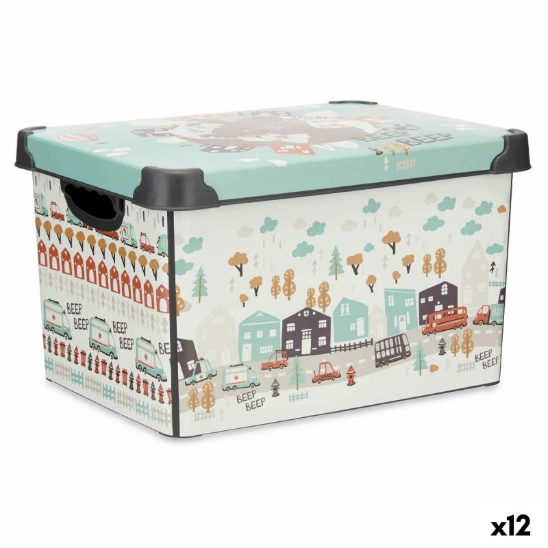 Aufbewahrungsbox mit Deckel Kipit STYLE BOX-22L-6 Kunststoff Straße 22 L 29,5 x 23,5 x 39,5 cm Für Kinder (12 Stück)