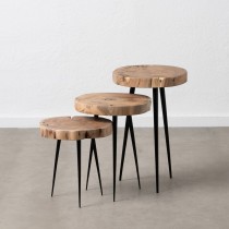 Jeu de 3 tables Naturel Fer 40 x 38 x 62,3 cm (3 Unités)