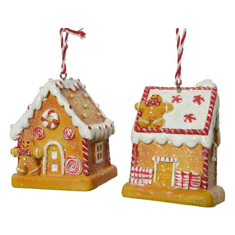 Décorations de Noël Sapin de Noël Polyrésine 6,5 x 5 x 7 cm Gingembre Petit maison