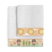 Ensemble de serviettes de toilette HappyFriday Happynois Camping Multicouleur 2 Pièces