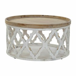 Table d'appoint DKD Home Decor Blanc Marron Clair Sapin Bois MDF 81 x 81 x 43,5 cm