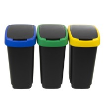 Waste bin Rotho Twist Blue Black Red Green 25 L Plastic