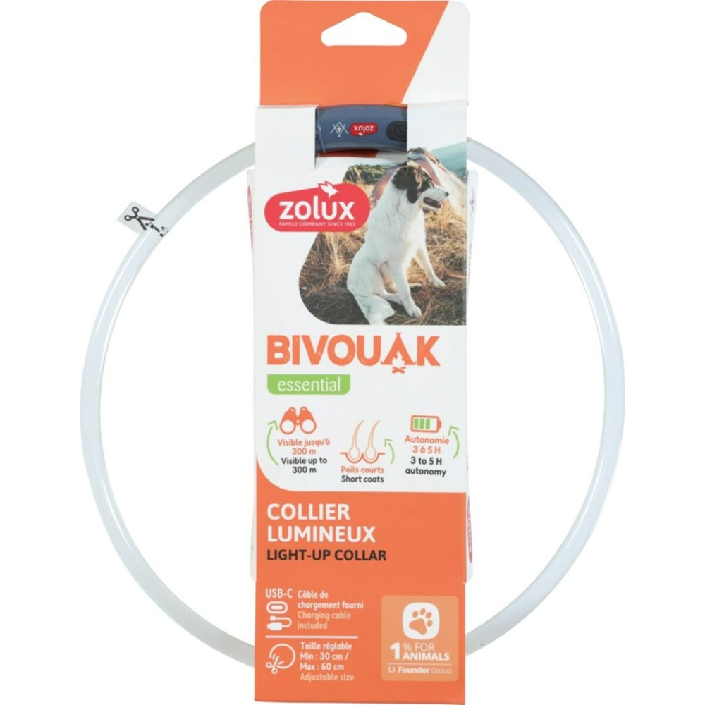 Dog collar Zolux BIVOUAK LED Red 60 cm 30 cm