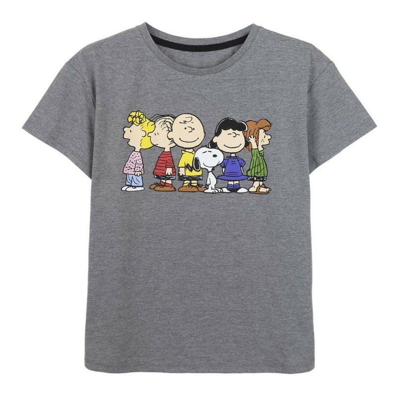 Damen Kurzarm-T-Shirt Snoopy Grau Dunkelgrau