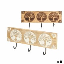 Wall mounted coat hanger Mango wood 38 x 16 x 5 cm (6 Units) Tree of Life