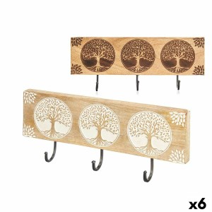 Wall mounted coat hanger Mango wood 38 x 16 x 5 cm (6 Units) Tree of Life