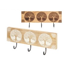 Wall mounted coat hanger Mango wood 38 x 16 x 5 cm (6 Units) Tree of Life