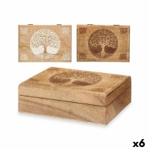 Boîte Décorative Bois de manguier 25,5 x 8 x 17,4 cm (6 Unités) Arbre de vie