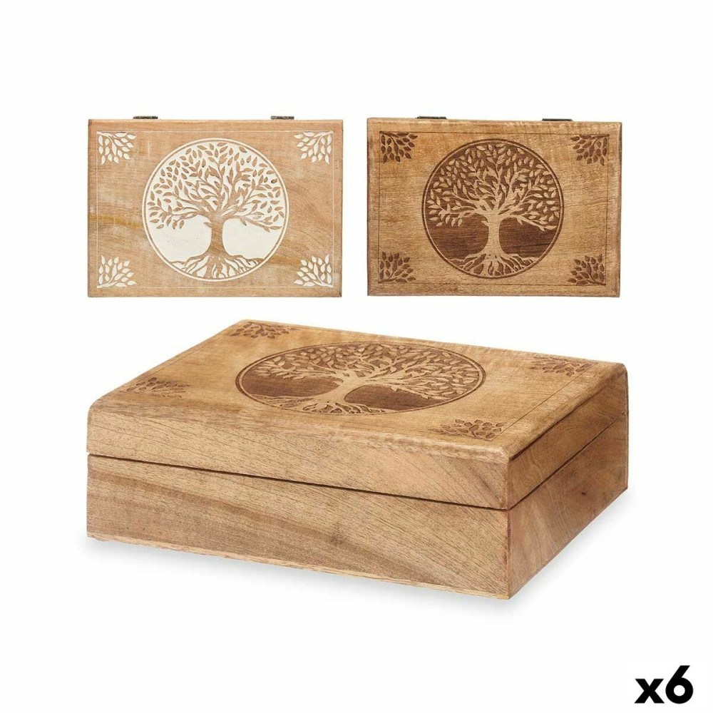 Dekorative Box Mango-Holz 25,5 x 8 x 17,4 cm (6 Stück) Lebensbaum