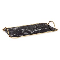 Schale Marmor Schwarz Gold Metall Glas 35 x 4,5 x 20 cm (6 Stück)