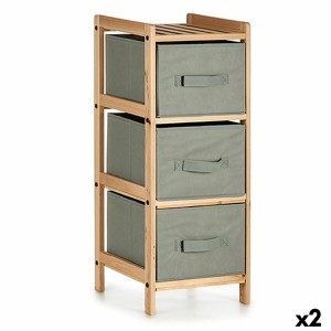 Chest of drawers Grey Wood Textile 28 x 70 x 29,5 cm (2 Units)