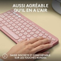 Bluetooth Keyboard with Support for Tablet Logitech K380 French Pink AZERTY