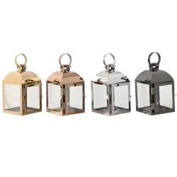 Lantern Home ESPRIT Black Copper Golden Silver Crystal Steel 11 x 11 x 18 cm (4 Units)