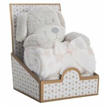 Gift Set for Babies Coralina Fluffy toy Blanket Dog 100 x 75 cm