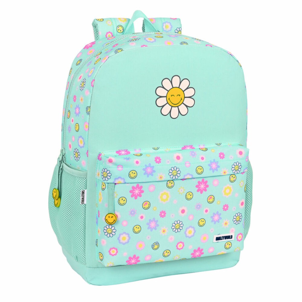 Cartable Smiley Summer fun Turquoise (32 x 43 x 14 cm)