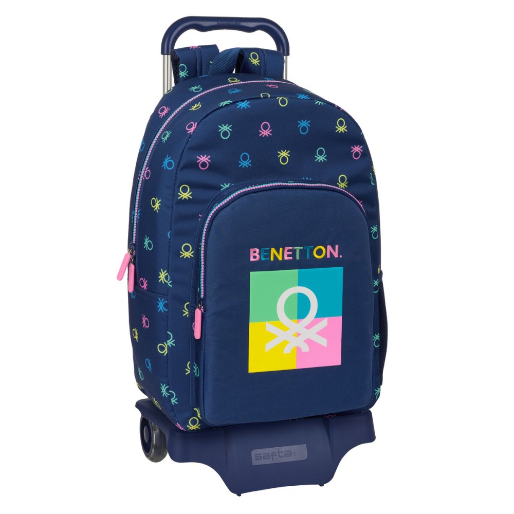 Cartable à roulettes Benetton Cool Blue marine 30 x 46 x 14 cm