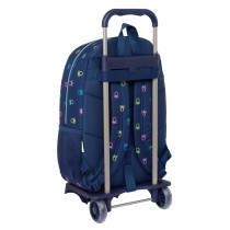 Cartable à roulettes Benetton Cool Blue marine 30 x 46 x 14 cm