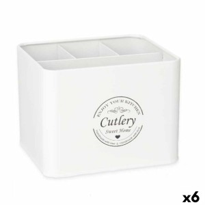 Multi-purpose basket Pieces of Cutlery White Metal 18 x 13,3 x 15,3 cm (6 Units)