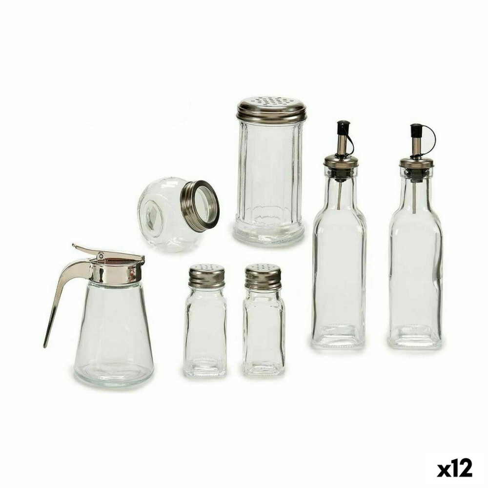 Set de récipients à condiments Argenté Métal (12 Unités)