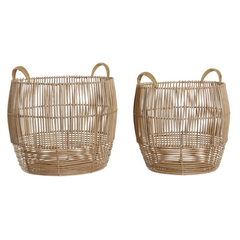 Korb-Set DKD Home Decor Metall Rattan (40 x 40 x 38 cm)