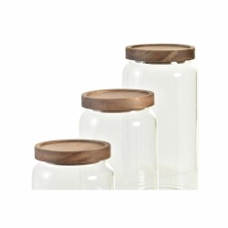 Set mit 3 Kanistern DKD Home Decor Akazienholz Borosilikatglas (1 L) (400 ml) (700 ml) (3 Stücke)